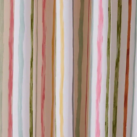 Striped Blackout Eyelet Curtains - Green, Cotton