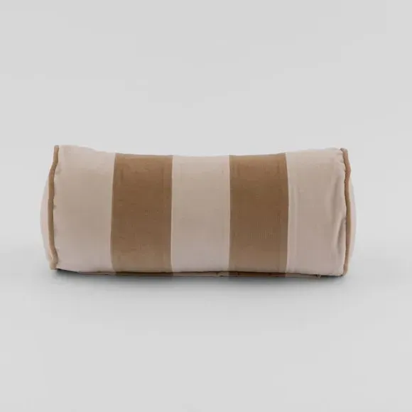 Striped Bolster Cushion with Piped Edge - Natural