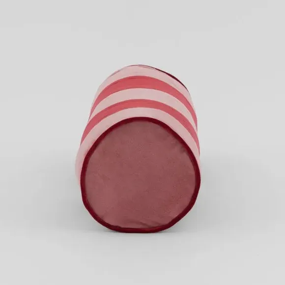 Striped Bolster Cushion with Piped Edge - Pink