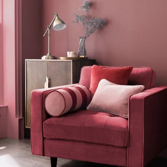 Striped Bolster Cushion with Piped Edge - Pink