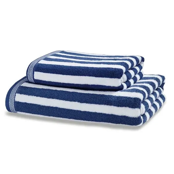 Striped Cotton Towel - Navy