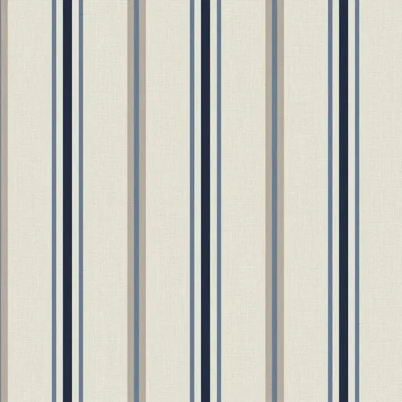 Striped Curtain Tieback - Navy, Cotton