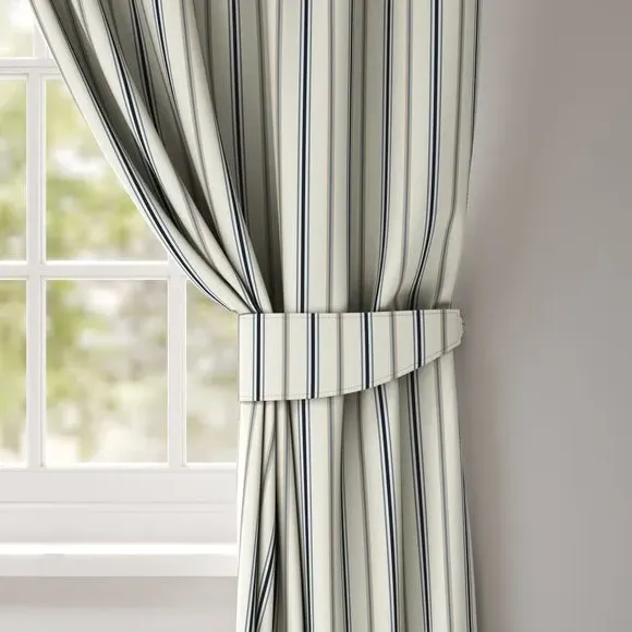 Striped Curtain Tieback - Navy, Cotton