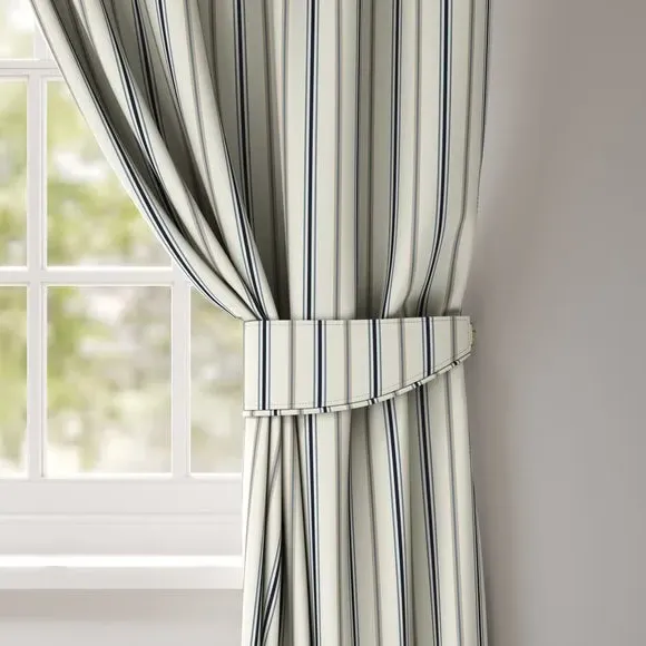 Striped Curtain Tieback - Navy, Cotton