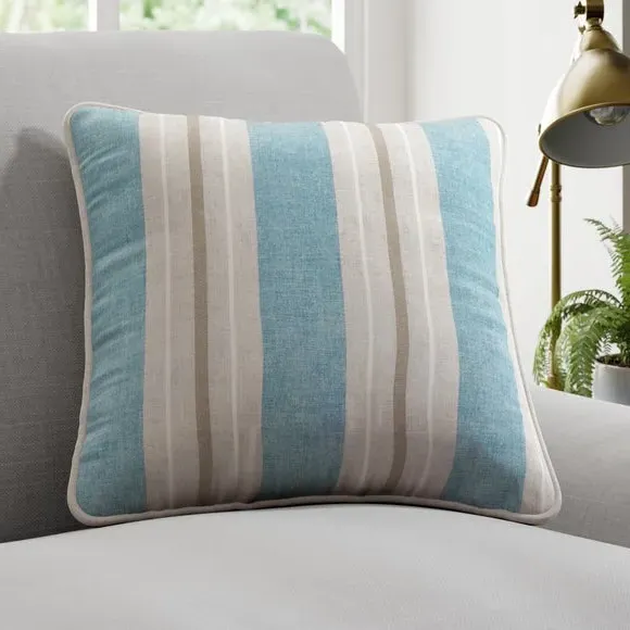 Striped Cushion Cover - Blue, Cotton
