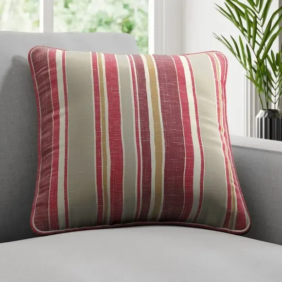 Striped Cushion Cover Fire Retardant - Scarlet