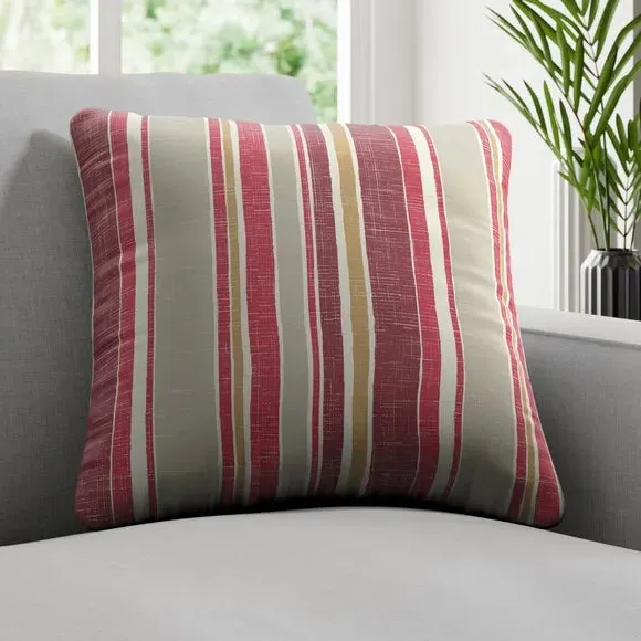 Striped Cushion Cover Fire Retardant - Scarlet image