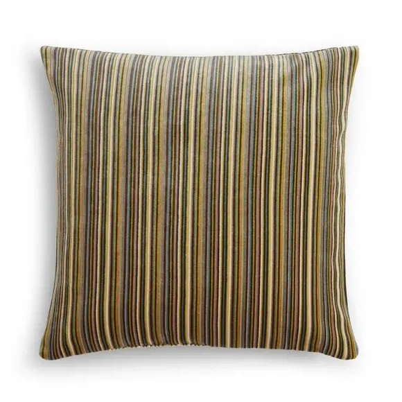 Striped Cushion Cover - Green, Velvet
