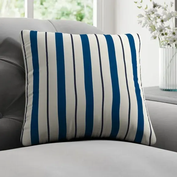 Striped Cushion Cover - Navy, Cotton image