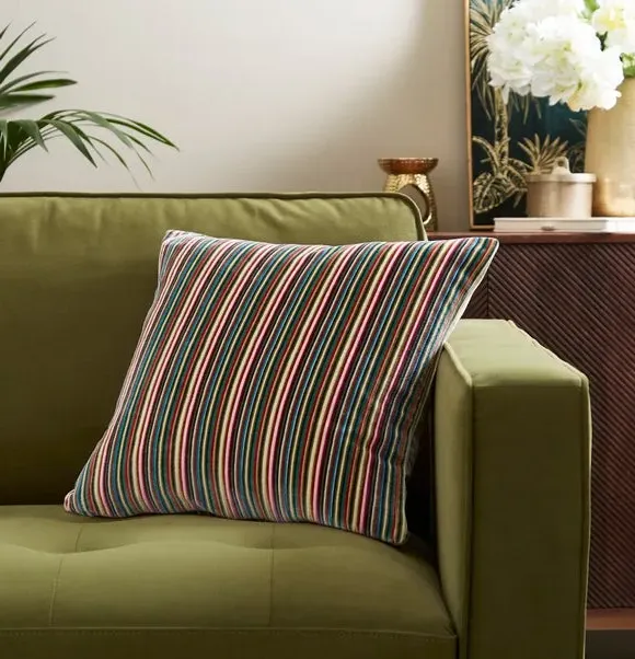Striped Cushion Cover - Pink, Velvet
