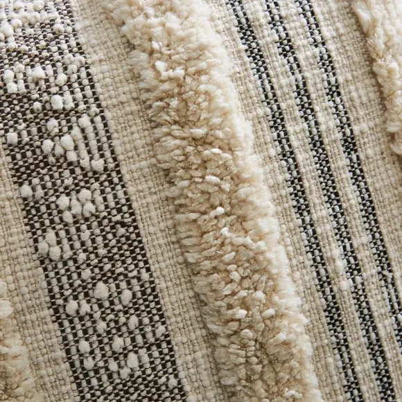 Striped Cushion Cover with Tassels - Natural