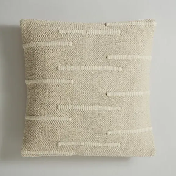 Striped Cushion with Removable Cover - Natural