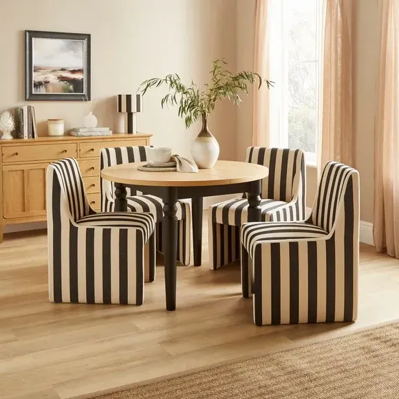 Striped Dining Chair - Black, Fabric