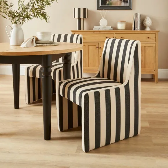Striped Dining Chair - Black, Fabric image