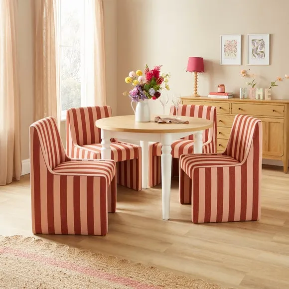 Striped Dining Chair - Pink, Fabric