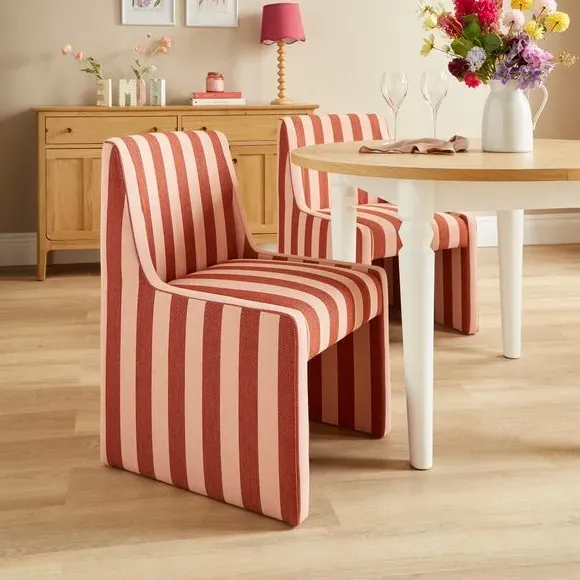 Striped Dining Chair - Pink, Fabric