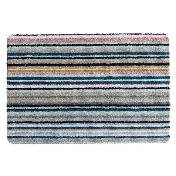 Striped Doormat Machine Washable - Blue, Cotton