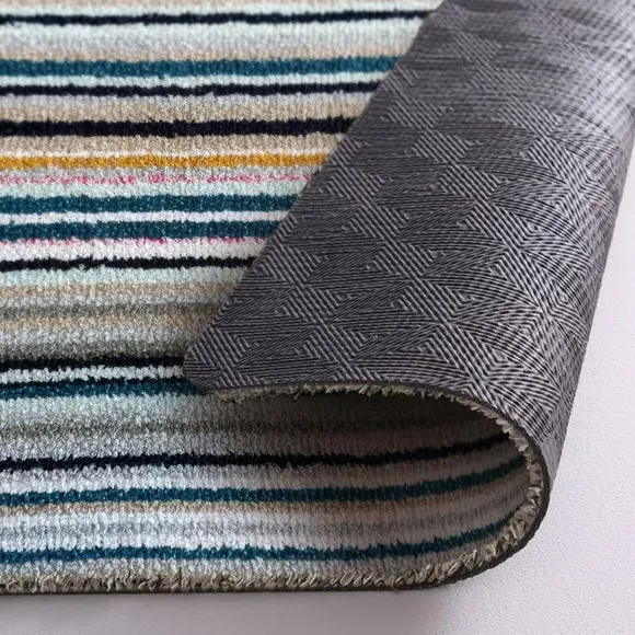 Striped Doormat Machine Washable - Blue, Cotton