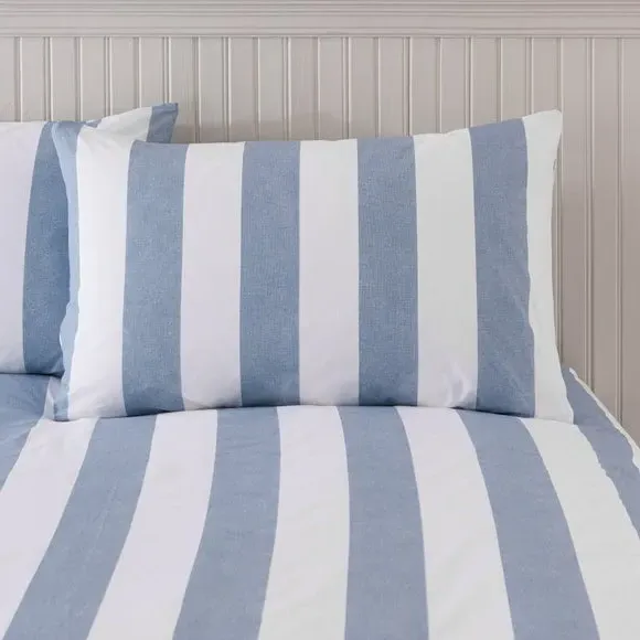 Striped Duvet Cover Set - Blue, Cotton