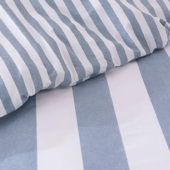 Striped Duvet Cover Set - Blue, Cotton