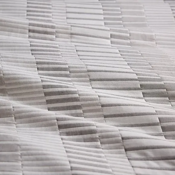 Striped Duvet Cover Set - Grey, Polyester