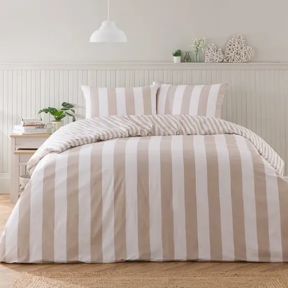 Striped Duvet Cover Set - Natural, Cotton