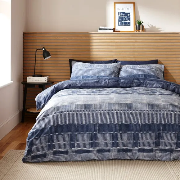 Striped Duvet Cover Set - Navy, Polycotton