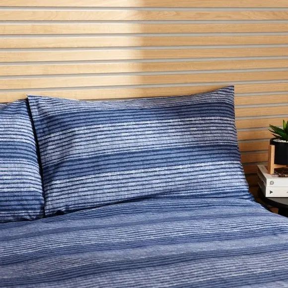 Striped Duvet Cover Set - Navy, Polycotton