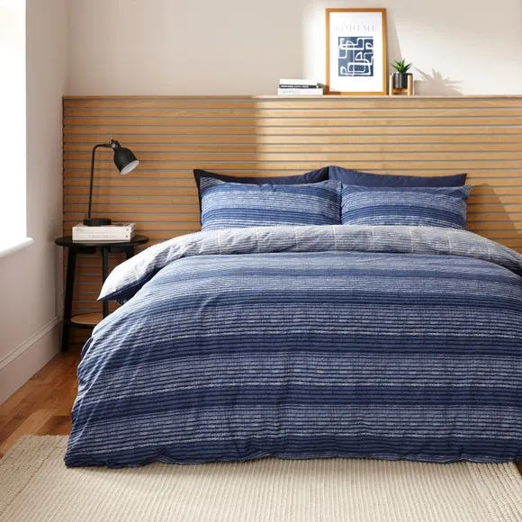 Striped Duvet Cover Set - Navy, Polycotton