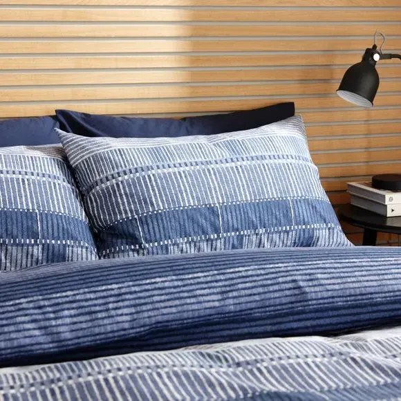 Striped Duvet Cover Set - Navy, Polycotton