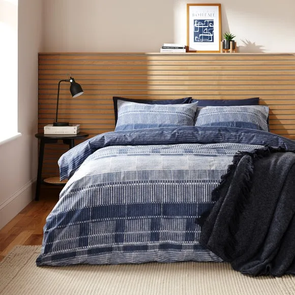 Striped Duvet Cover Set - Navy, Polycotton image