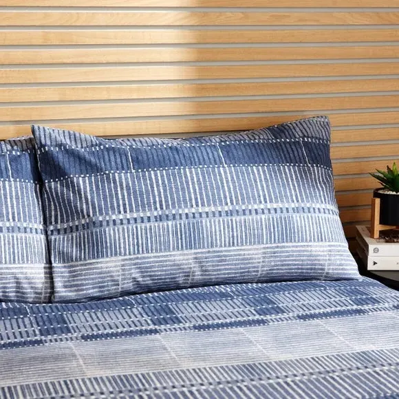 Striped Duvet Cover Set - Navy, Polycotton
