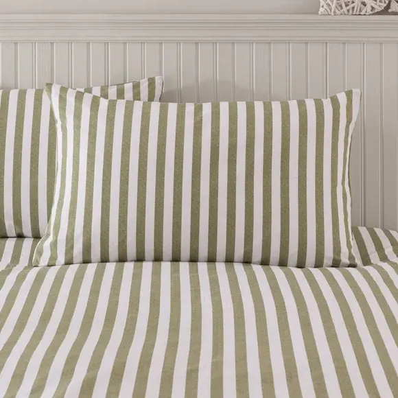 Striped Duvet Cover Set - Olive, Cotton