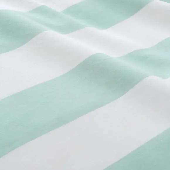 Striped Duvet Cover Set with Frills - Aqua, Cotton