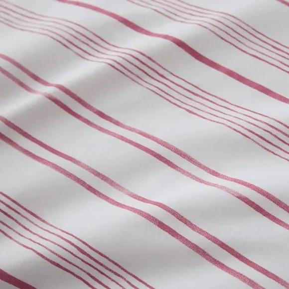 Striped Duvet Cover Set with Frills - Rhubarb, Cotton