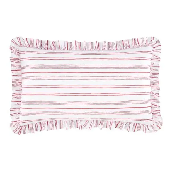 Striped Duvet Cover Set with Frills - Rhubarb, Cotton