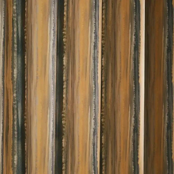 Striped Eyelet Curtains - Ochre, Polyester
