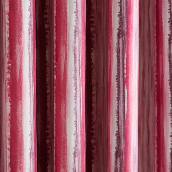 Striped Eyelet Curtains - Pink, Polyester
