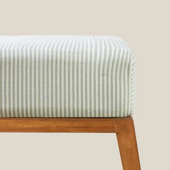 Striped Fitted Sheet - Green, Brushed Cotton