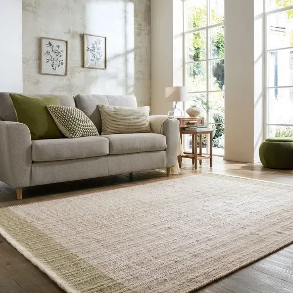 Striped Flatweave Rug - Natural, Wool image
