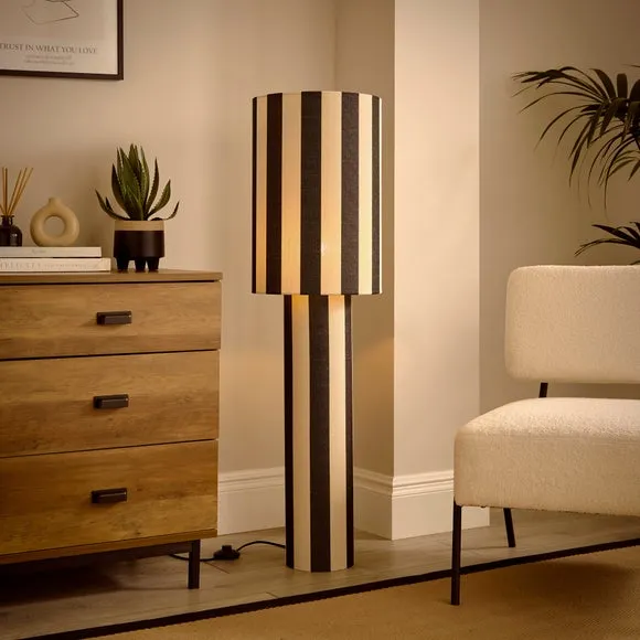 Striped Floor Lamp - Black, Polyester