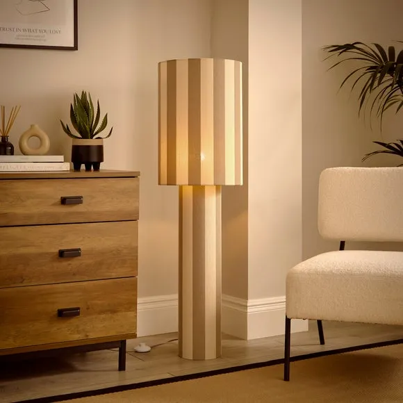 Striped Floor Lamp - Natural, Polyester