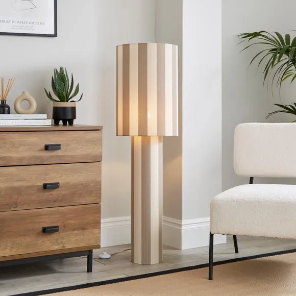 Striped Floor Lamp - Natural, Polyester