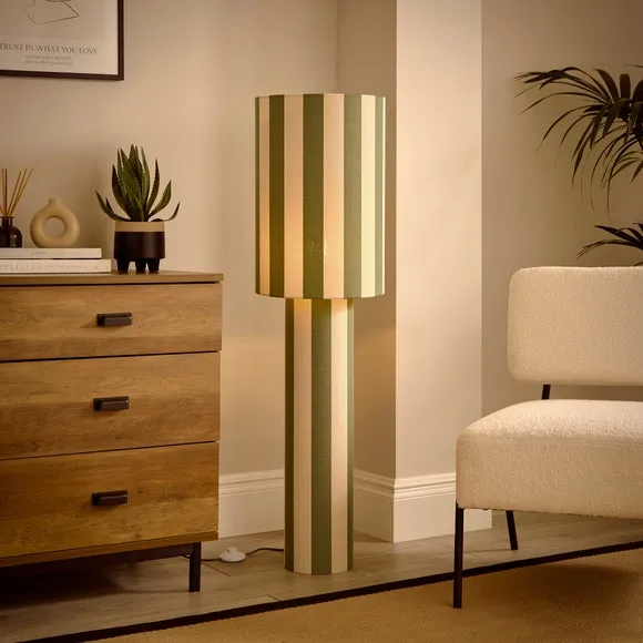 Striped Floor Lamp - Olive, Polyester