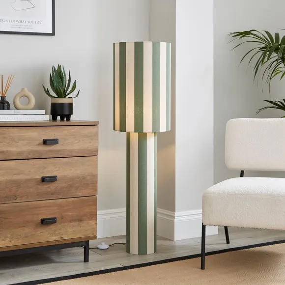 Striped Floor Lamp - Olive, Polyester