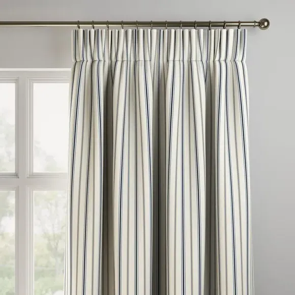 Striped Made to Measure Curtains - Navy, Cotton