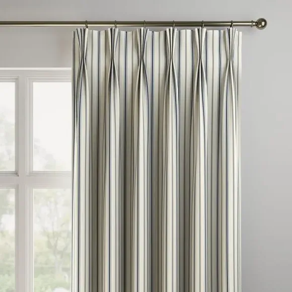 Striped Made to Measure Curtains - Navy, Cotton