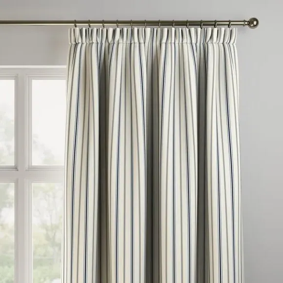 Striped Made to Measure Curtains - Navy, Cotton