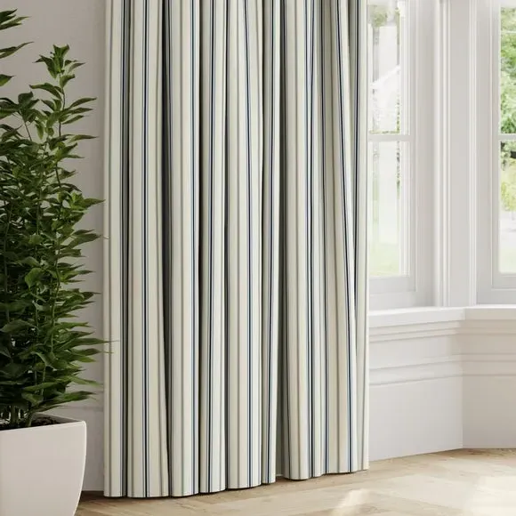 Striped Made to Measure Curtains - Navy, Cotton
