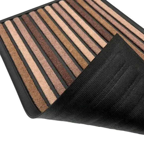 Striped Outdoor Doormat - Brown, Nylon